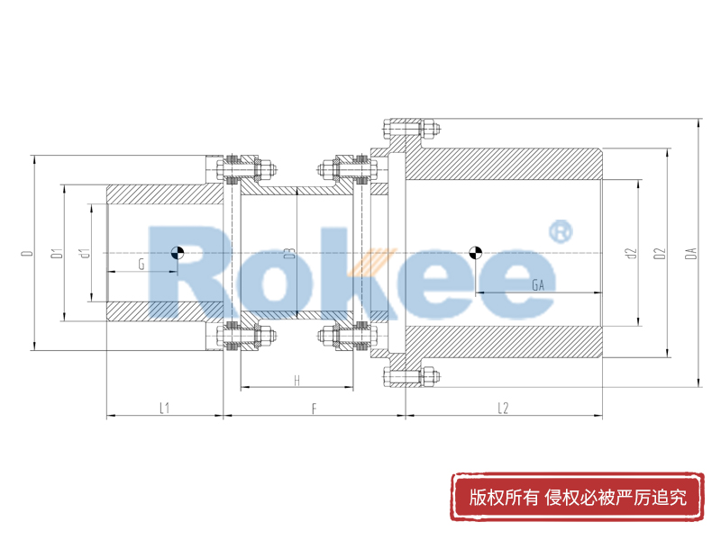 RLAF膜片式联轴器,RLAF大小轴装膜片联轴器