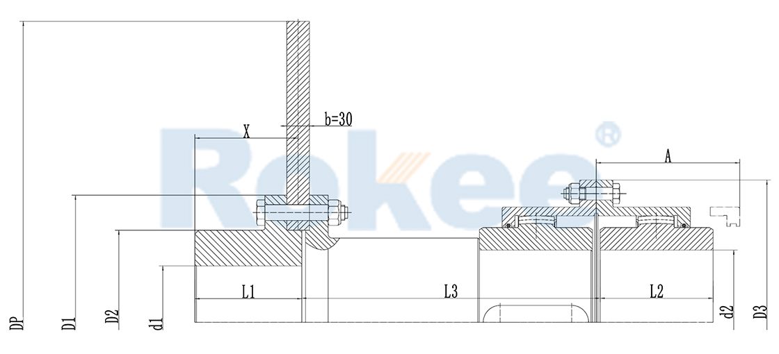 RODF带分体制动盘型鼓形齿式联轴器